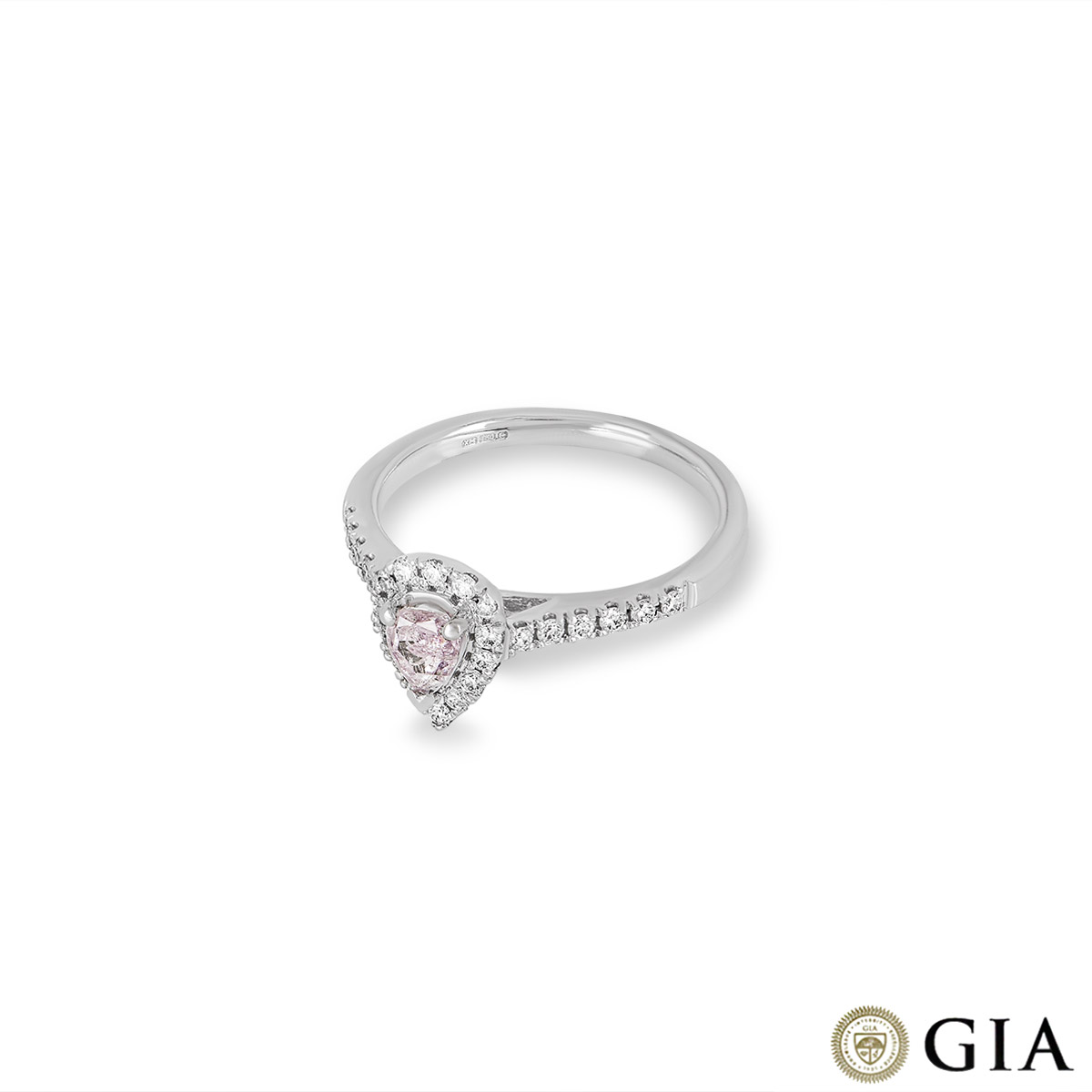 White Gold Fancy Light Purplish Pink Pear Cut Diamond Ring 0.31ct